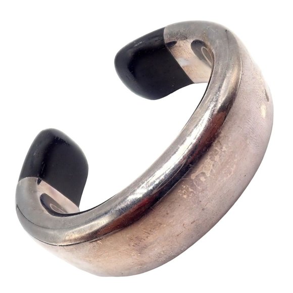 Vintage Tiffany & Co Sterling Silver Andreas Mikkelson Ebony Wood Cuff Bracelet - Picture 3 of 8